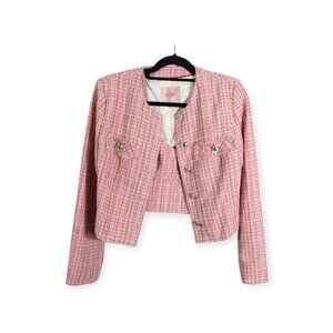 NWT Guess Tweed Set SZ S Pink Blazer and Crop Tank Top